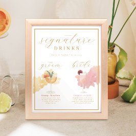 Brud & Brudgum Signaturdrycker Watercolor Cocktail Poster