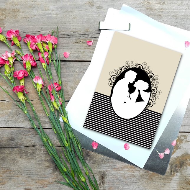 Brud & Brudgum Silhuetter Spara datum-kort Datumet (Skapare uppladdad)