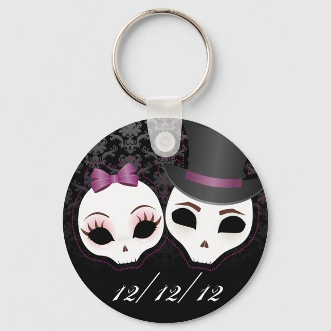 Brud & Brudgum Skullie (Lila) Nyckelring (Framsida)