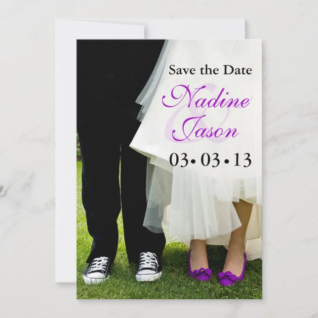 Brud & Brudgum Sneakers & Stövelspar Save the Date Inbjudningar (Framsida)