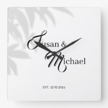 Brud & Brudgummens Svart & Vitt Tema Klocka