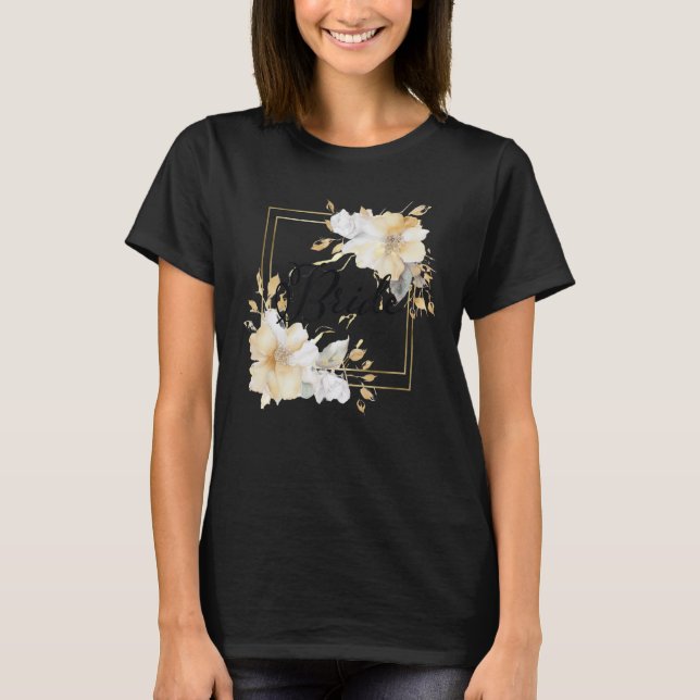 Brud Brudtärna Bröllop Bröllopsfest Blomma T Shirt (Framsida)