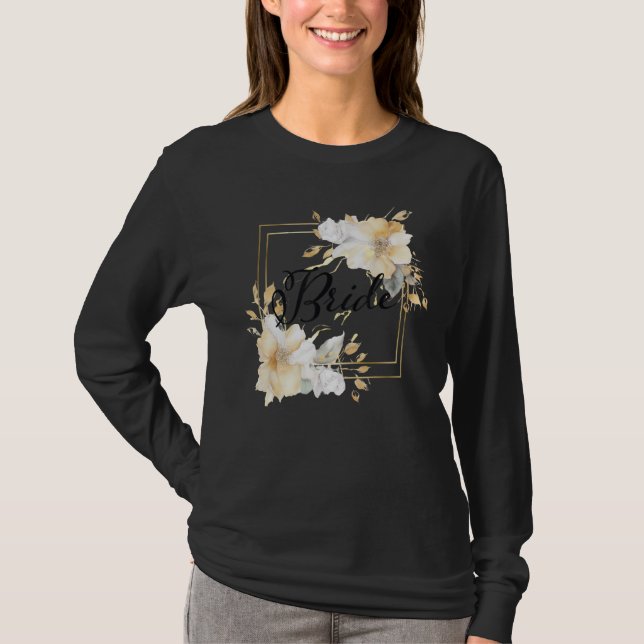 Brud Brudtärna Bröllop Bröllopsfest Blomma T Shirt (Framsida)