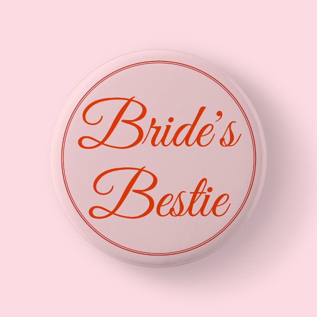Brud Brudtjej Bästa Vän Henparty Knapp (Bride's Bestie Wedding Button)