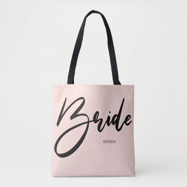 Brud Chic Rosa och Svart Handskrift Tygkasse (Framsida)