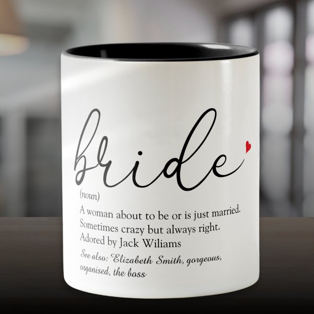 Brud Definition Bröllopsfest Bröllop Två-Tonad Mugg (Bride Definition Bridal Shower Wedding Two-Tone Coffee Mug)