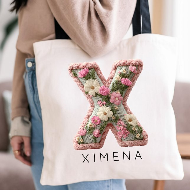 Brud | Elegant Blommig Initial Monogram Brudtjänst Tygkasse (custom teacher tote, personalized nurse bag, wedding guest gift, anniversary gift for wife)