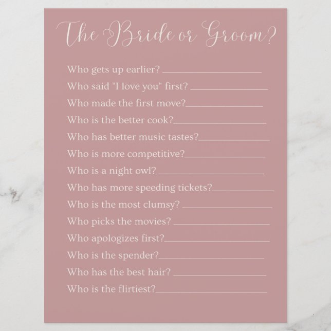 brud eller brudgum parti spel (Framsida)