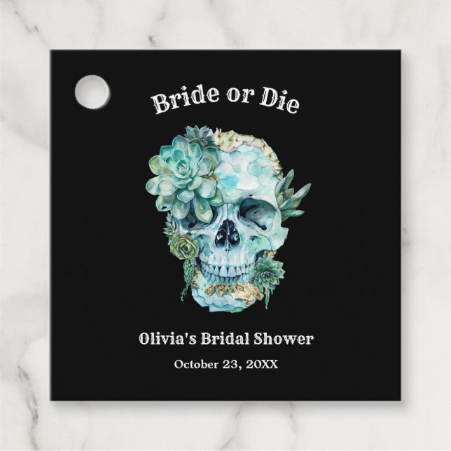 Brud eller dö Halloween Bröllopsdusch Gåvor Etiketter (Framsida)