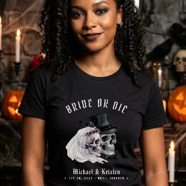 Brud eller dö Skallar Hustru Nygift Bröllop T Shirt