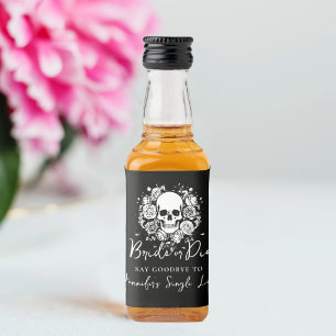 Brud eller dö skalle blommig möhippa spritflaskor etikett