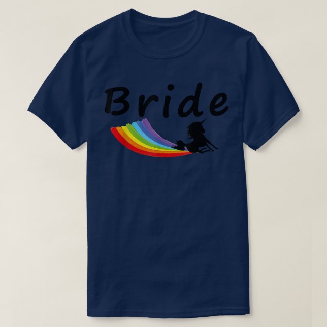 Brud Enhörning Regnbåge Gay HBT Rolig  T Shirt (Design framsida)