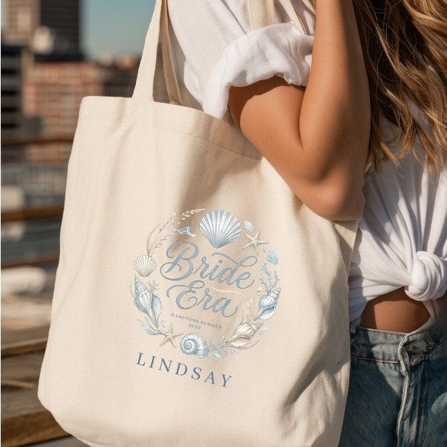 Brud Era! Elegant Strandbrud Snigelskal  Tygkasse (Bride Era! Elegant Beach Bride Seashell Tote Bag)