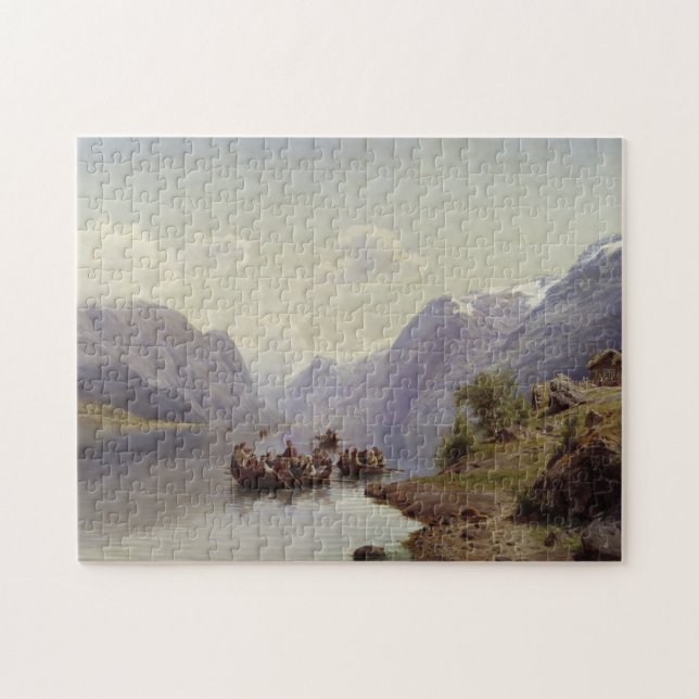 Brud- eskort på den Hardanger fiorden, 1865 Pussel (Horisontell)