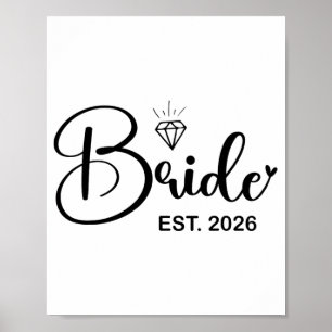 Brud Est. 2026 Fästmö Fru Hustru Möhippa Par Poster