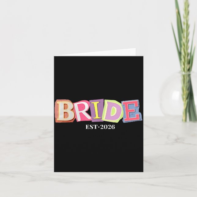 Brud Est 2026 Retro Gift Bröllop Brudklänning Kort (Framsida)