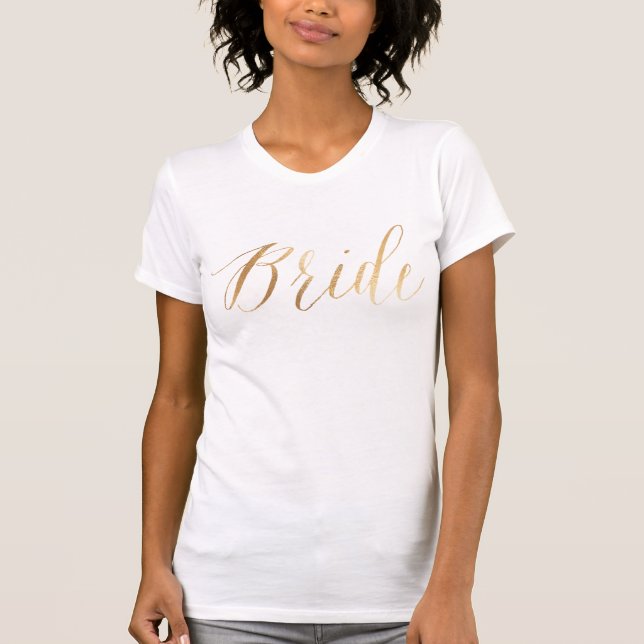 Brud/Falskt Guld/Modern Borstskrift T Shirt (Framsida)