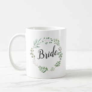 Brud för grönska för lövkran botanisk kaffemugg