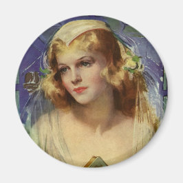 Brud från svunna tider som håller i en Bibel, reli Magnet