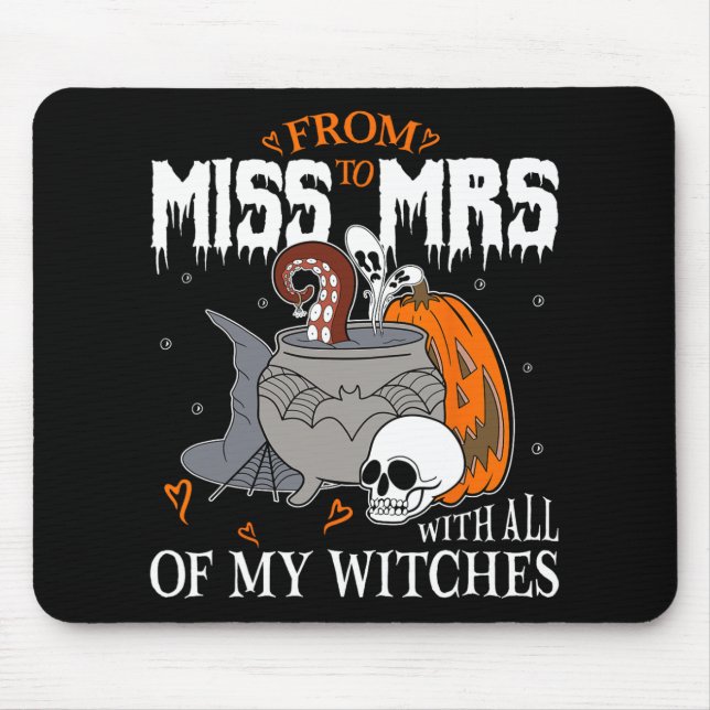 Brud Future Mrs Witchy Gotiskt Bröllop Bachelorett Musmatta (Framsidan)