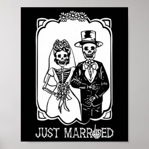 Brud Groom Nygifta Skelett Halloweenpar Poster
