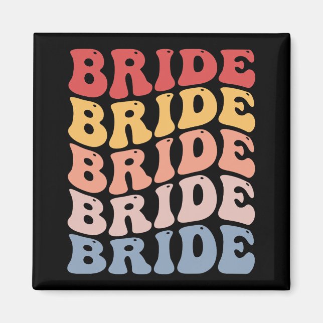 Brud Groovy Bröllop Henparty  Magnet (Framsidan)