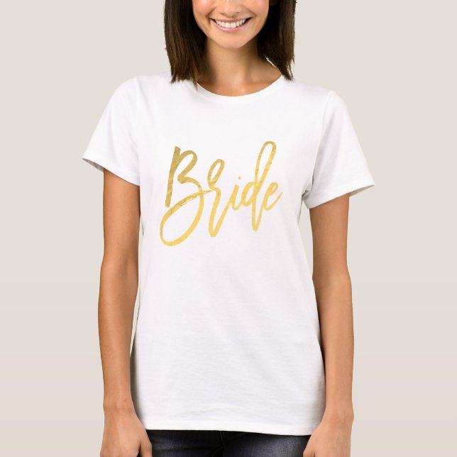 BRUD Guld Modernt Manuskript Trendig Förlovning Tee Shirt (Framsida)