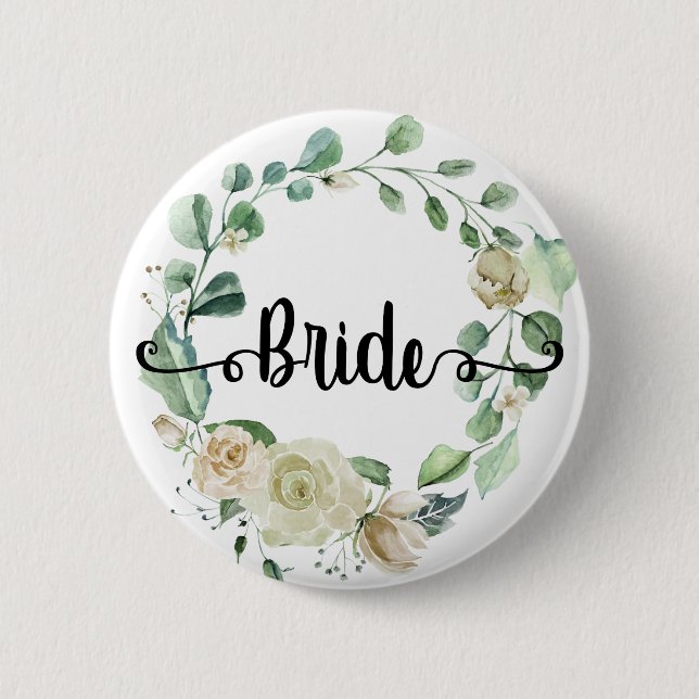 Brud Hand lettering chic kalligrafi rosenkranz Knapp (Framsida)