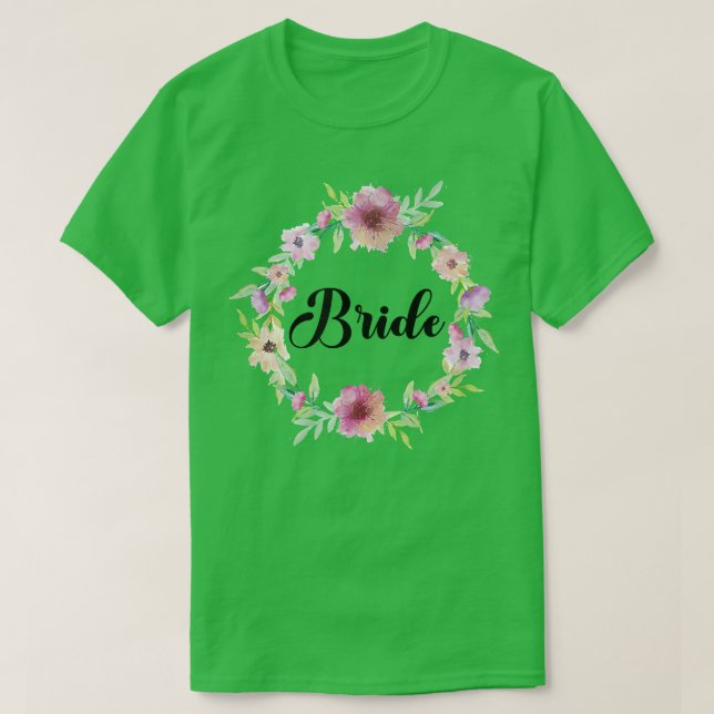 Brud Hen Fest Blommig Krans Team Brud  T Shirt (Design framsida)