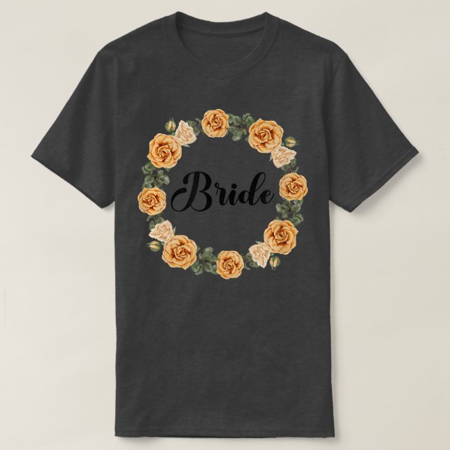 Brud Henfest Blommig Krans Team Brud T-Shirt (Design framsida)
