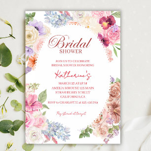 Brud i blom blomsterflicka vår bröllopsfest inbjudningar