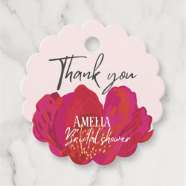 Brud i blom blomsterlig bröllopsfest gåvor etiketter