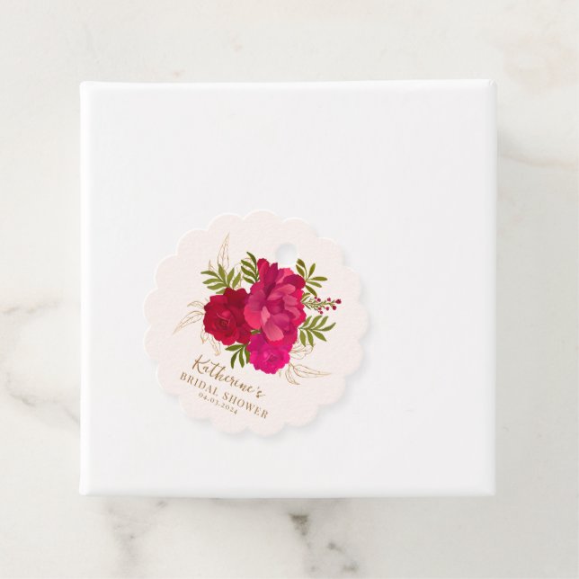 Brud i blom ros och guld blomsterbröllopsdusch gåvor etiketter (På plats)