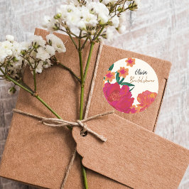 Brud i blommande blommor Bröllopsdagsdags dekorati Runt Klistermärke