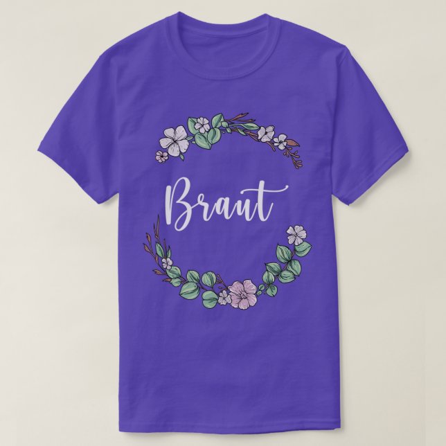 Brud i blomsterkrans bröllop boho stil eucalyptus t shirt (Design framsida)