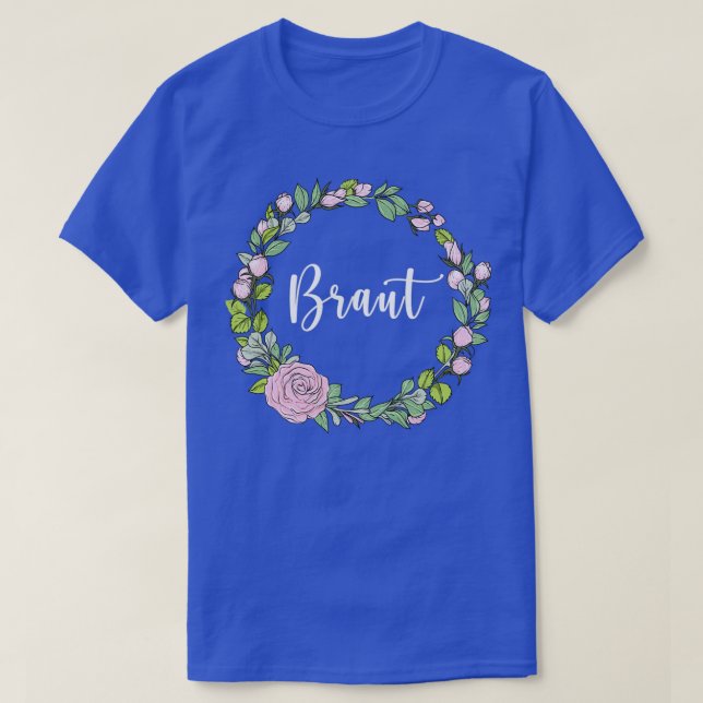 Brud I blomsterkrans bröllop boho stil eucalyptus T Shirt (Design framsida)