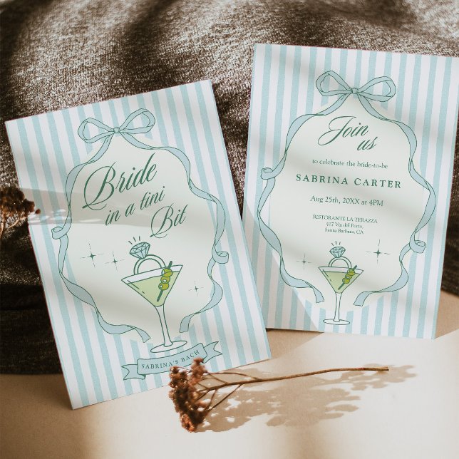 Brud i en liten bit möhippa inbjudan blå (Bride in a Tini Bit Bachelorette Invitation Blue)