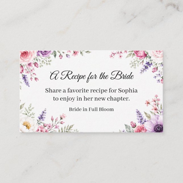 Brud i full blom Floral recept Tilläggskort (Framsida)