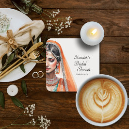 Brud i Lehenga Choli Etnisk indisk bröllopsfest Underlägg Papper Kvadrat