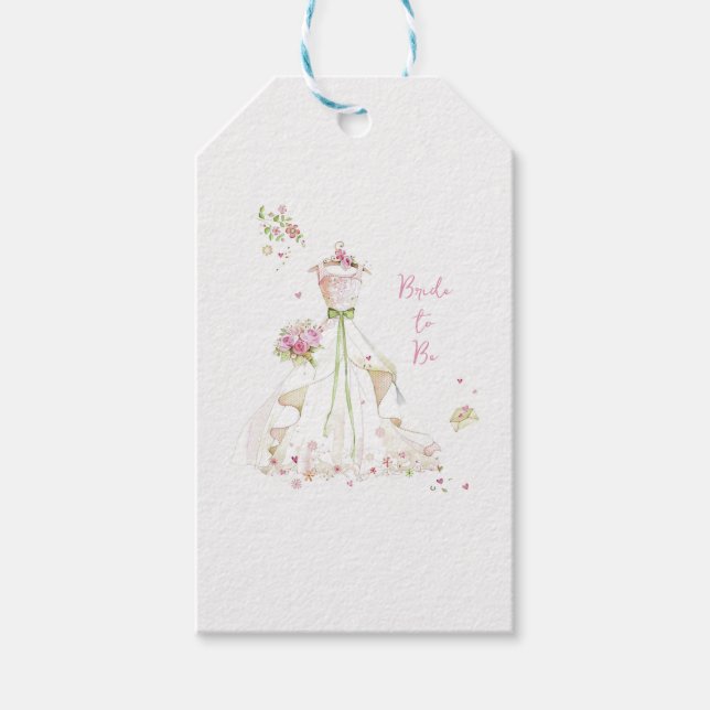 Brud i rodnad i blommande brud att bli presentetikett (Framsidan)