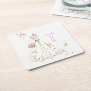 Brud i rodnad i blomning underlägg papper kvadrat
