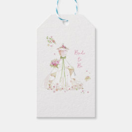 Brud i rodnad i brud-till-blivande blommar presentetikett