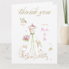 Brud i rodnad i brud-till-blivande blomning tack kort