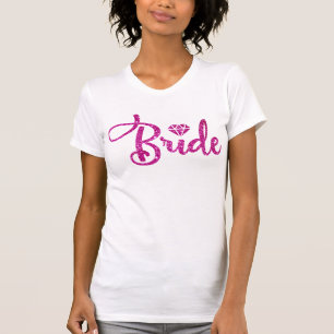Brud i rosa glitter Bröllopsfest för brud Bröllop T Shirt