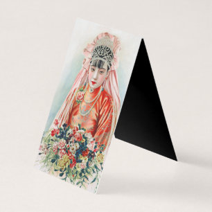 Brud i rött på kinesiskt bröllop i Shanghai Kort