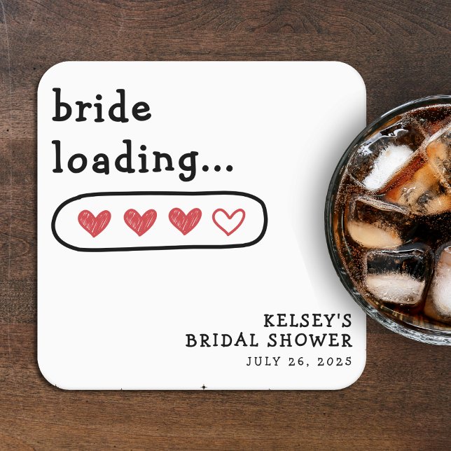Brud laddar hjärtan Bröllopsdusch  Underlägg Papper Kvadrat (Bride Loading Hearts Bridal Shower Square Paper Coaster
)