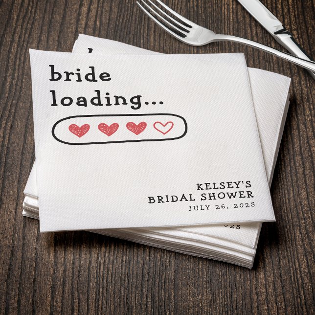 Brud laddar hjärtan Bröllopsfest Pappersservett (Bride Loading Hearts Bridal Shower Napkins
)