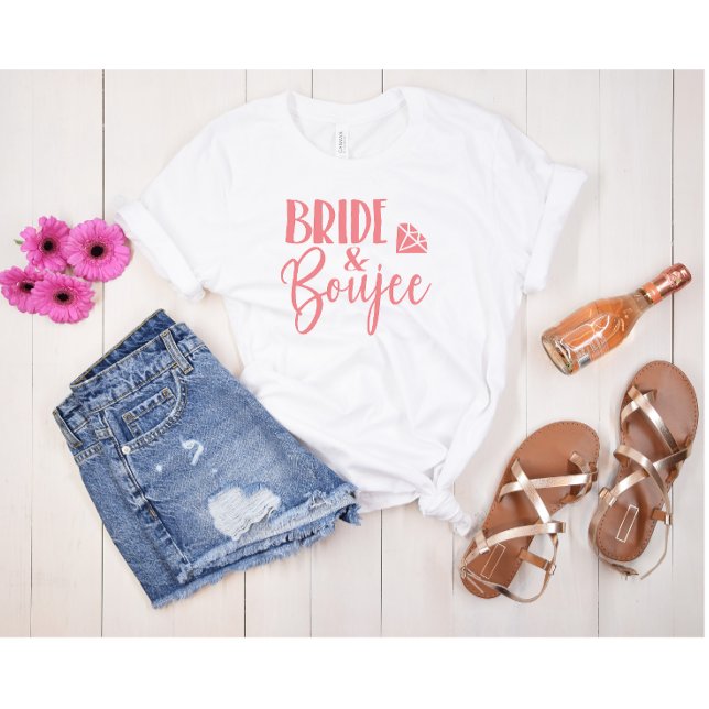 Brud + Lyxig Sängvätning Party Grupp T Shirt (Beach & Boozy Bride Tshirt)