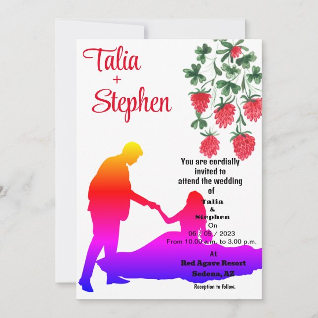 Brud med brudgum inbjudan (Framsida)