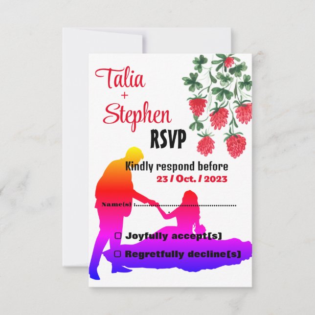 Brud med brudgumme RSVP OSA Kort (Framsida)
